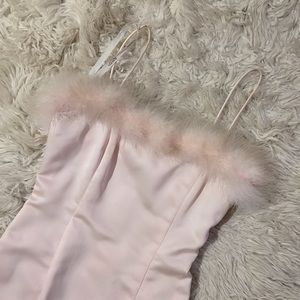 SOLD Barbiecore Pink Midi Dress and Purse with Feathers